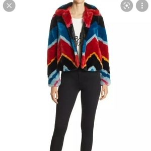 Alice + Olivia Jerrie Faux Fur Coat Jacket  Size  Medium